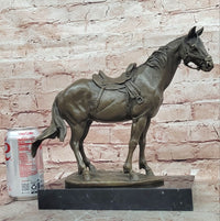 Signed Original Milo Bronze Horse Statue on Marble Base Equestrian Sculpture
