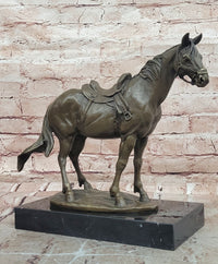 Signed Original Milo Bronze Horse Statue on Marble Base Equestrian Sculpture