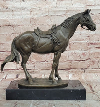 Signed Original Milo Bronze Horse Statue on Marble Base Equestrian Sculpture