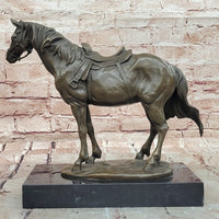Signed Original Milo Bronze Horse Statue on Marble Base Equestrian Sculpture
