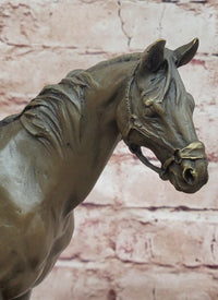 Signed Original Milo Bronze Horse Statue on Marble Base Equestrian Sculpture
