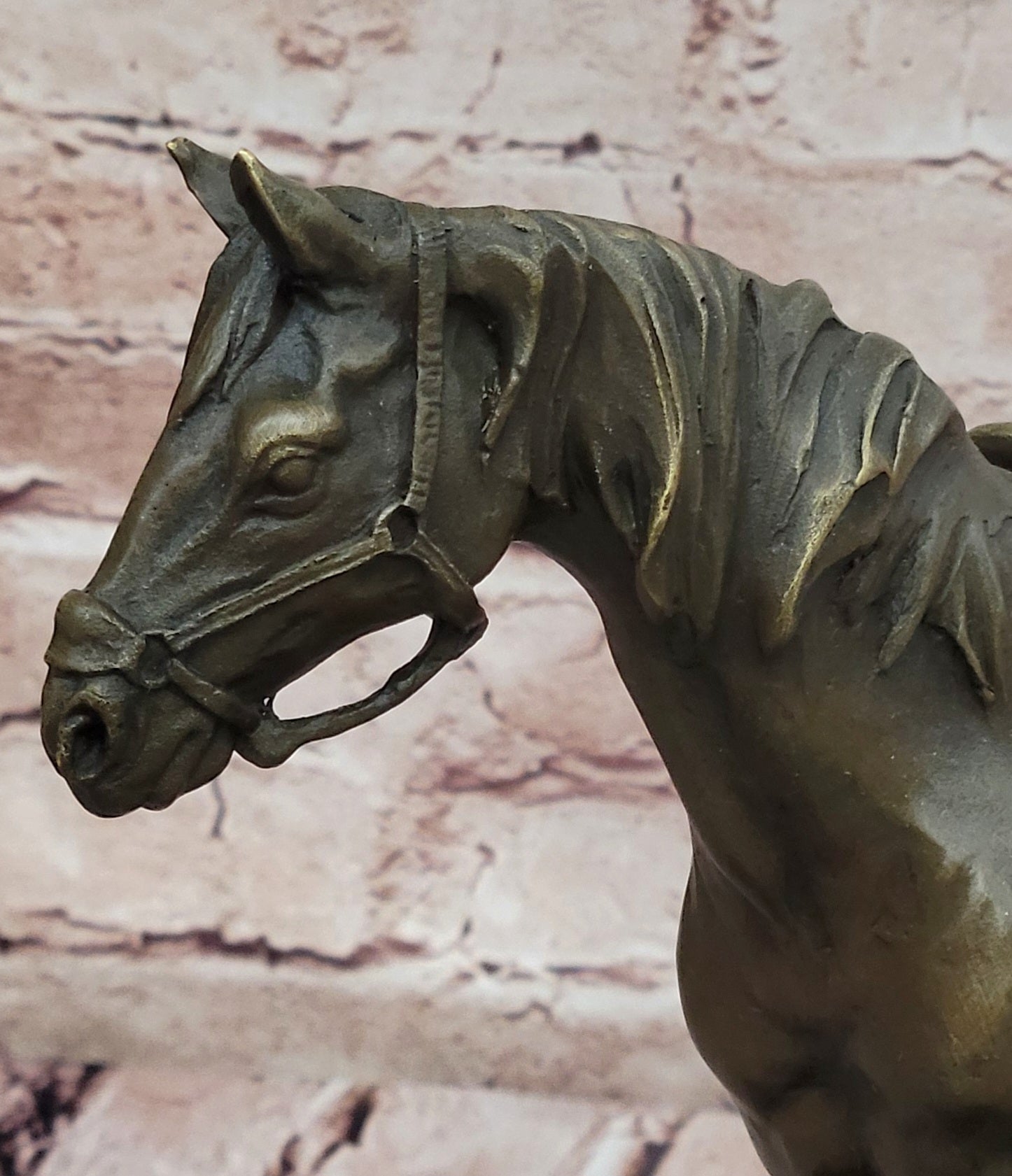 Signed Original Milo Bronze Horse Statue on Marble Base Equestrian Sculpture