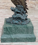 American Bald Eagle Flying Sideways Bronze on Green Marble Base
