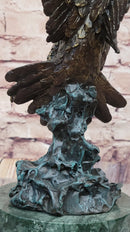 Bronze Bald Eagle Sculpture by Milo on Green Marble Base