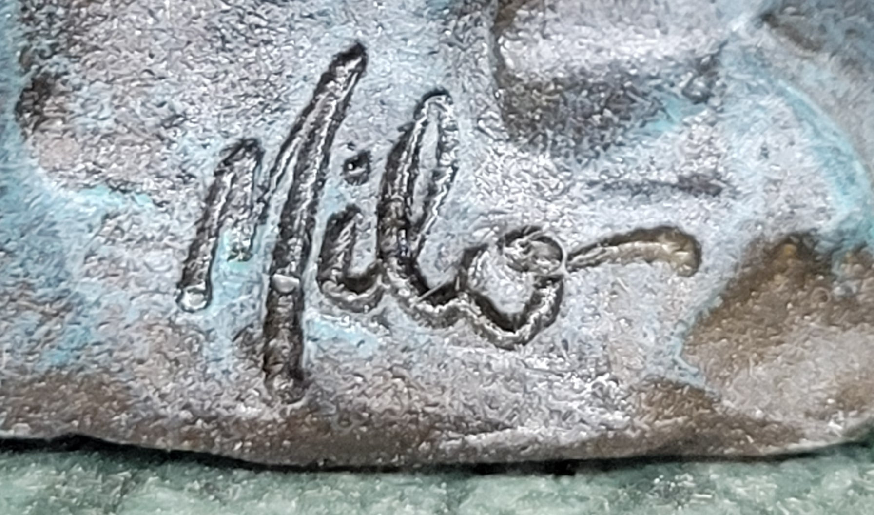 Bronze Bald Eagle Sculpture by Milo on Green Marble Base