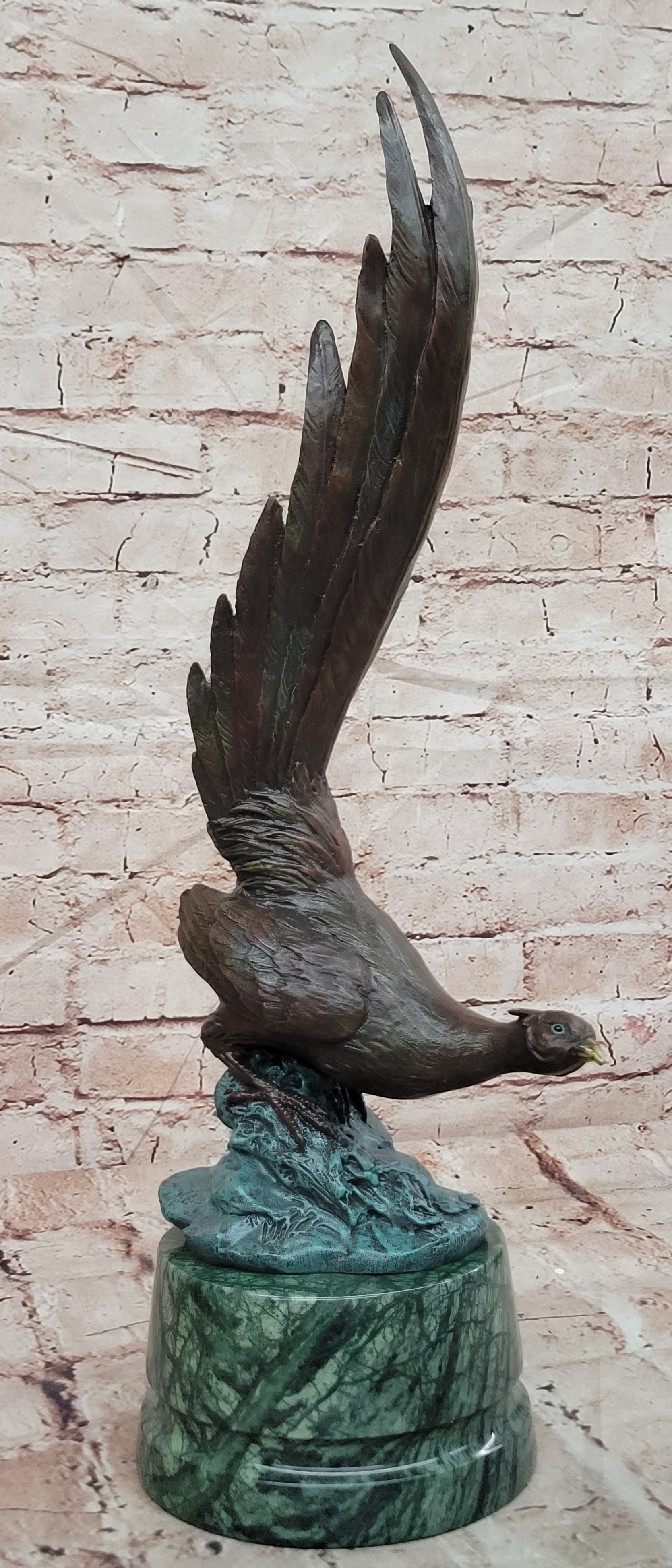 Golden Dawn Flight Majestic Bronze Pheasant Sculpture of Prosperity by Milo