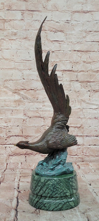 Golden Dawn Flight Majestic Bronze Pheasant Sculpture of Prosperity by Milo