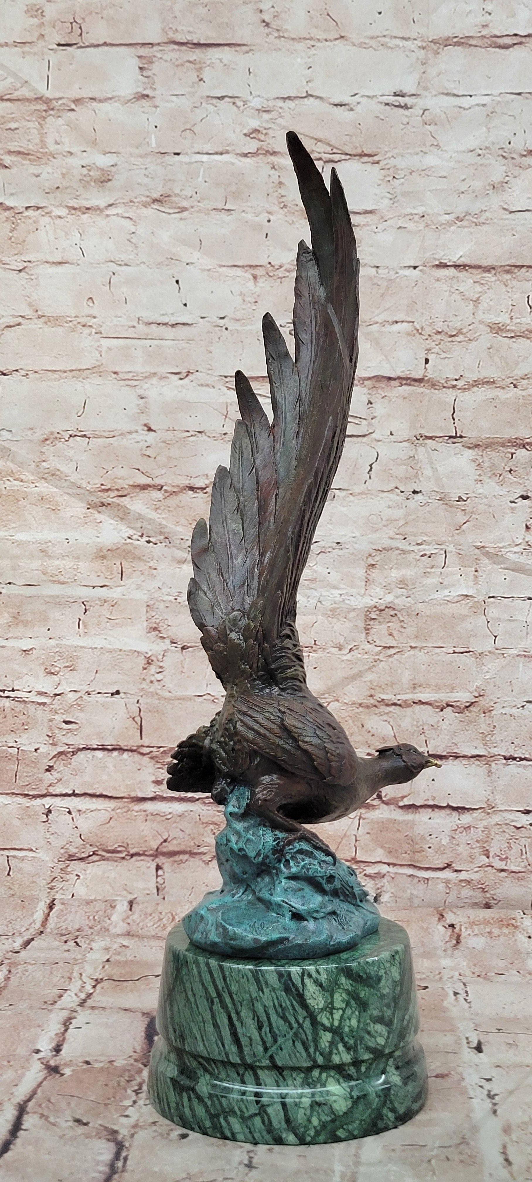 Golden Dawn Flight Majestic Bronze Pheasant Sculpture of Prosperity by Milo