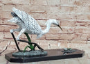 Signed Original Milo Egret/ Crane Bird Hunting Fish Bronze Sculpture statue