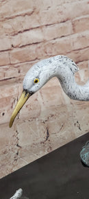 Signed Original Milo Egret/ Crane Bird Hunting Fish Bronze Sculpture statue