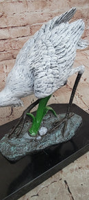 Signed Original Milo Egret/ Crane Bird Hunting Fish Bronze Sculpture statue