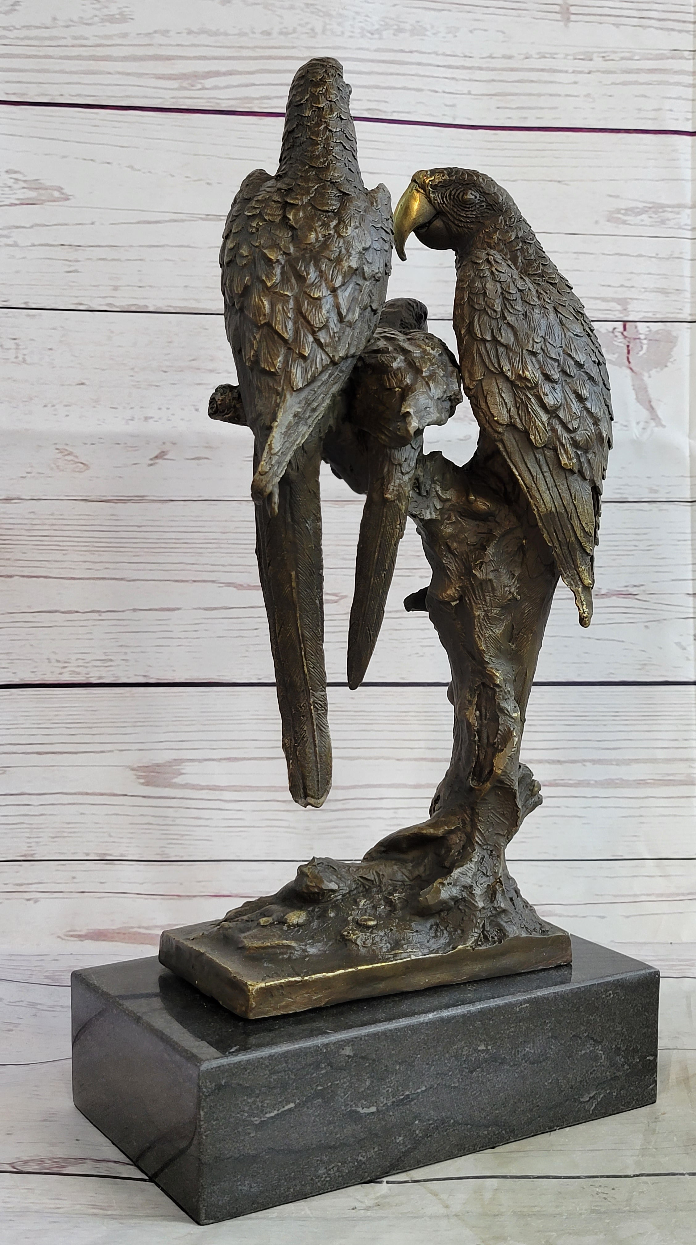 Collector Edition Signed Milo Three Brazilian Parrots Bronze