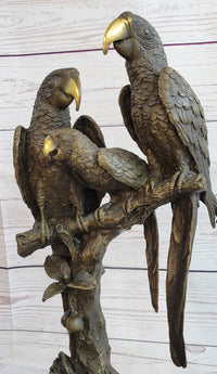 Collector Edition Signed Milo Three Brazilian Parrots Bronze