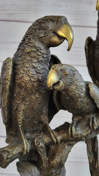 Collector Edition Signed Milo Three Brazilian Parrots Bronze