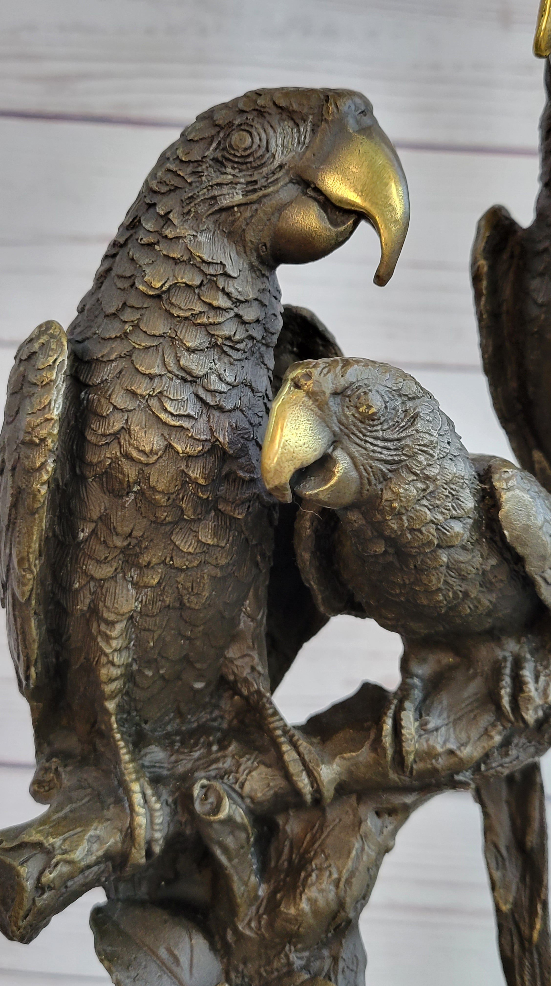Collector Edition Signed Milo Three Brazilian Parrots Bronze