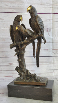 Collector Edition Signed Milo Three Brazilian Parrots Bronze