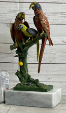 Brazilian Parrot Family Bronze Sculpture on Marble Base