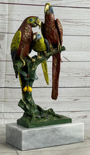 Brazilian Parrot Family Bronze Sculpture on Marble Base