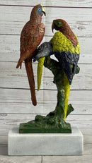 Brazilian Parrot Family Bronze Sculpture on Marble Base
