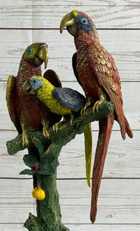 Brazilian Parrot Family Bronze Sculpture on Marble Base
