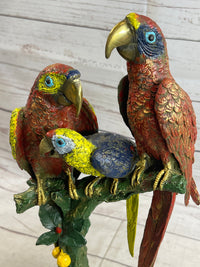 Brazilian Parrot Family Bronze Sculpture on Marble Base