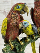 Brazilian Parrot Family Bronze Sculpture on Marble Base