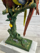 Brazilian Parrot Family Bronze Sculpture on Marble Base