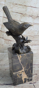 Finch Canary Bird Bronze Sculpture on Marble Base 11" x 5"