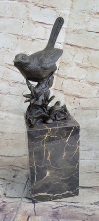 Finch Canary Bird Bronze Sculpture on Marble Base 11" x 5"