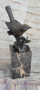 Finch Canary Bird Bronze Sculpture on Marble Base 11" x 5"