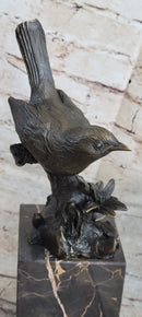 Finch Canary Bird Bronze Sculpture on Marble Base 11" x 5"