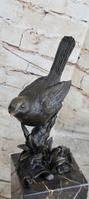 Finch Canary Bird Bronze Sculpture on Marble Base 11" x 5"