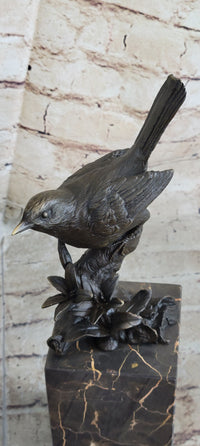 Finch Canary Bird Bronze Sculpture on Marble Base 11" x 5"