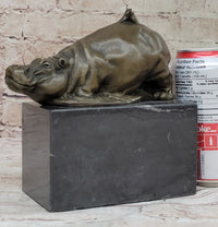 Miniature Hippopotamus Hippo Bronze Figure 6.5" x 5"