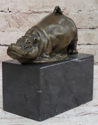 Miniature Hippopotamus Hippo Bronze Figure 6.5" x 5"