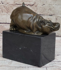 Miniature Hippopotamus Hippo Bronze Figure 6.5" x 5"