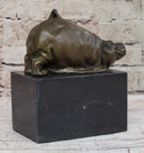 Miniature Hippopotamus Hippo Bronze Figure 6.5" x 5"