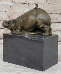 Miniature Hippopotamus Hippo Bronze Figure 6.5" x 5"