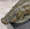 Miniature Hippopotamus Hippo Bronze Figure 6.5" x 5"