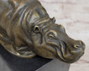Miniature Hippopotamus Hippo Bronze Figure 6.5" x 5"