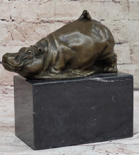 Miniature Hippopotamus Hippo Bronze Figure 6.5" x 5"