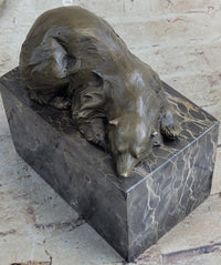 Signed Milo Polar Bear Bronze Sculpture Marble Base