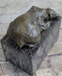 Signed Milo Polar Bear Bronze Sculpture Marble Base