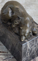 Signed Milo Polar Bear Bronze Sculpture Marble Base