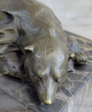 Signed Milo Polar Bear Bronze Sculpture Marble Base