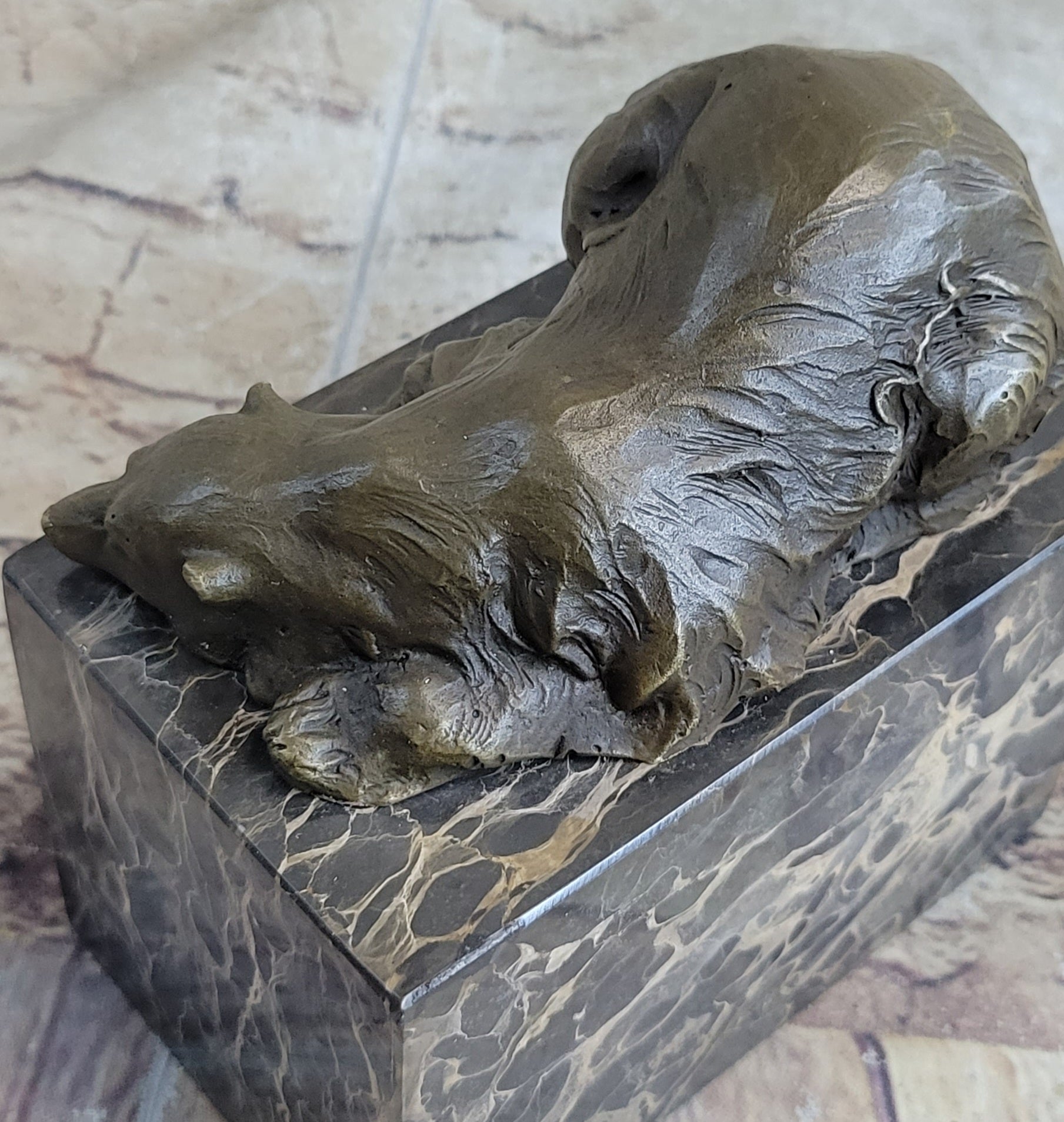 Signed Milo Polar Bear Bronze Sculpture Marble Base