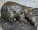 Signed Milo Polar Bear Bronze Sculpture Marble Base