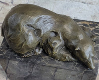 Signed Milo Polar Bear Bronze Sculpture Marble Base