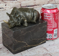 Rhinoceros Rhino Bookend Bronze Lost Wax Casting Marble Base
