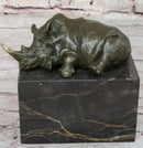 Rhinoceros Rhino Bookend Bronze Lost Wax Casting Marble Base
